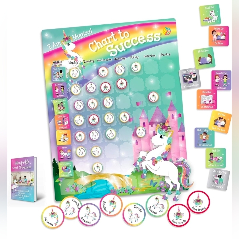 EndSource Magical Unicorn Magnetic Success Chart 129 Pieces Gently Used